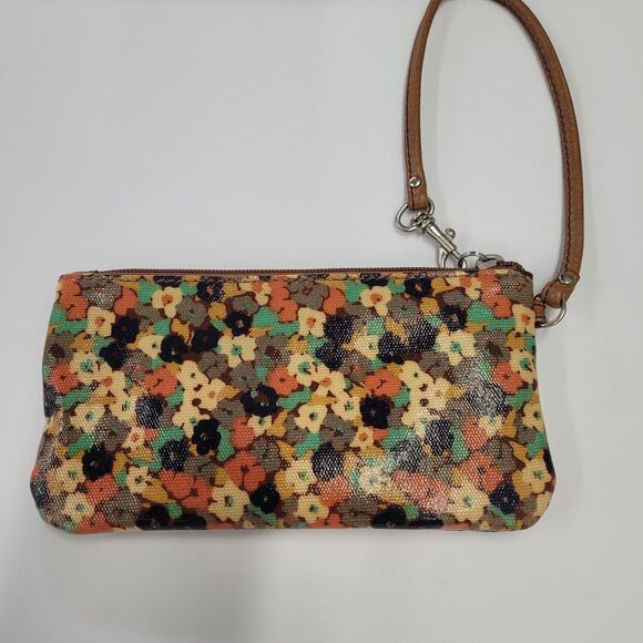 Fossil Key-Per Poppy Floral Wristlet Zip Purse Credit Cards Travel NWOT - Picture 3 of 6